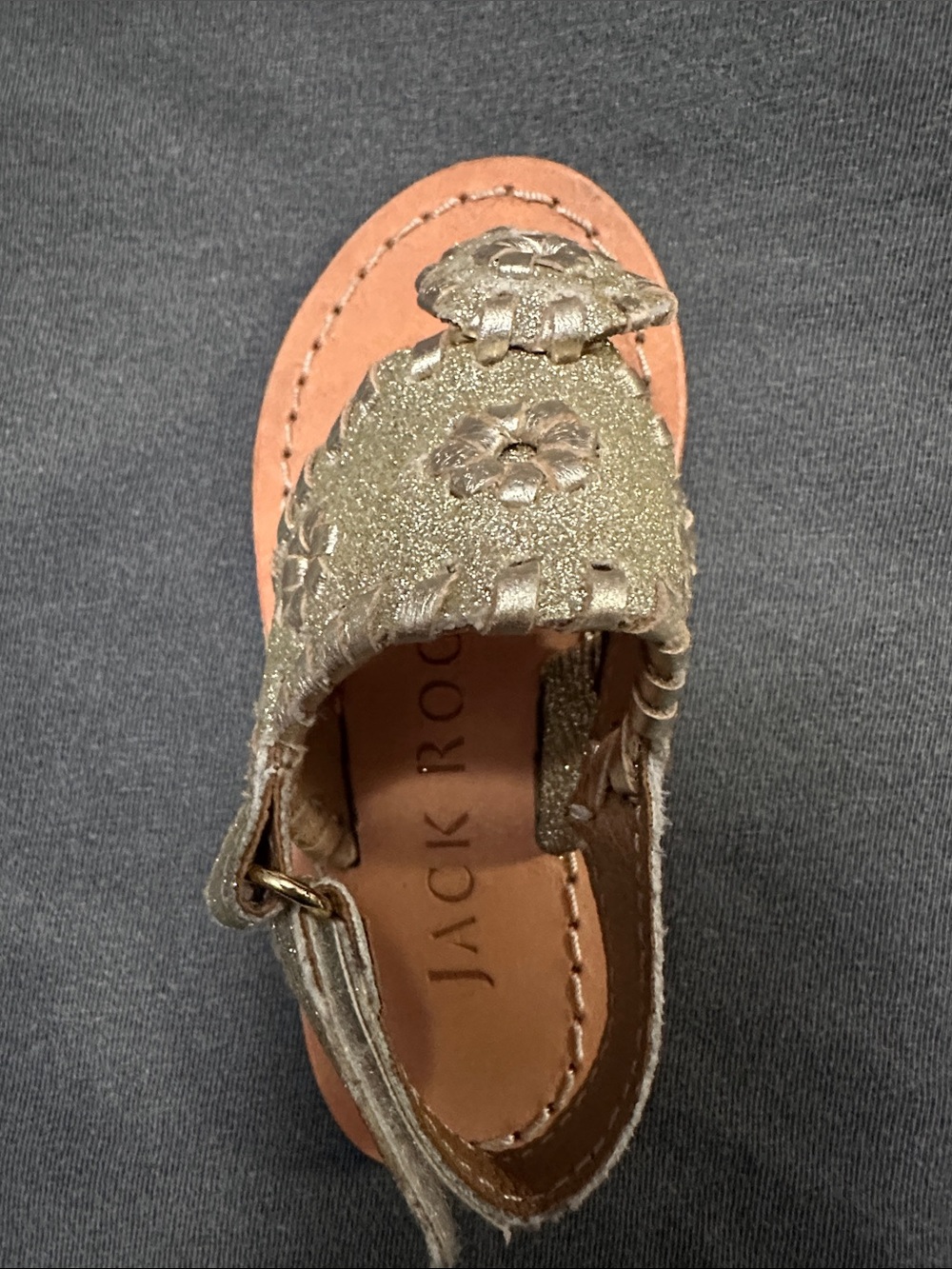 Jack Rogers Kids Gold Glitter Braided Flower Sandal